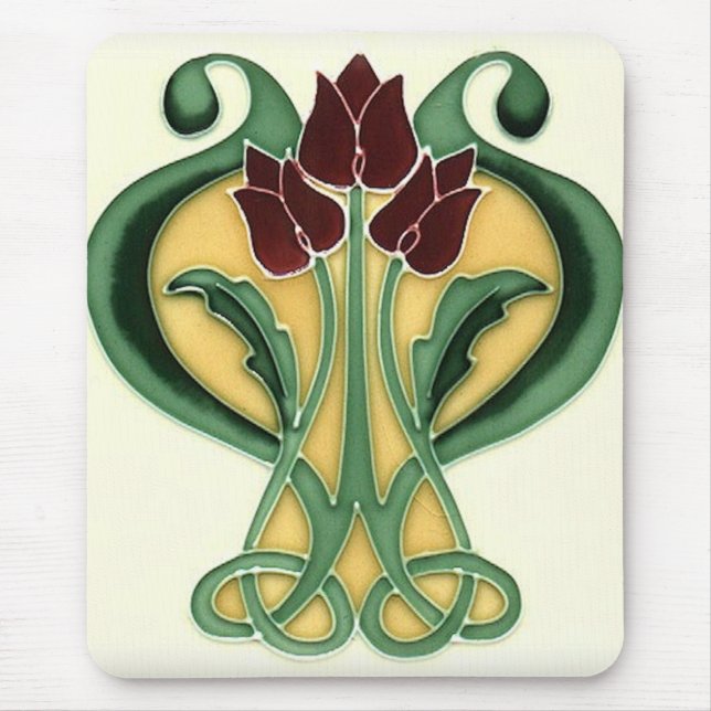 Art Nouveau Rose Tile Mouse Pad (Front)