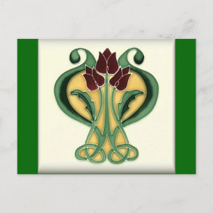 Art Nouveau Rose Tile Postcard