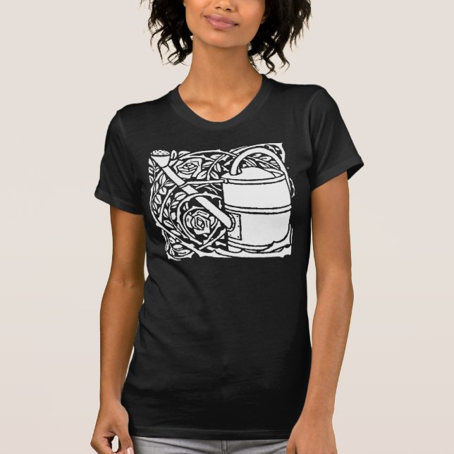 Art Nouveau Roses and Watering Can T-Shirt (Front)