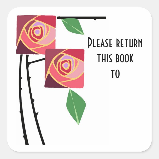Art nouveau roses bookplate Sticker (Front)