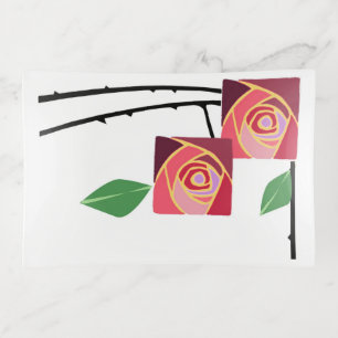 Art nouveau roses trinket tray