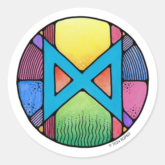 Art Nouveau Rune Dagaz - AWAKENING Classic Round Sticker (Front)