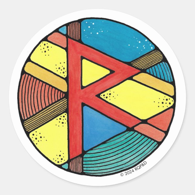 Art Nouveau Rune Raidho - BALANCE Classic Round Sticker (Front)