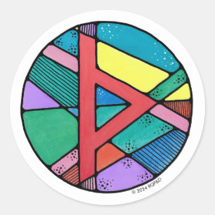 Art Nouveau Rune Thurisaz - DEFENSE Classic Round Sticker