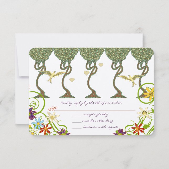 Art Nouveau Rustic Forest Wedding Invites (Front)