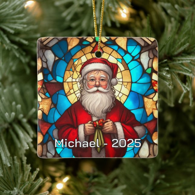 Art Nouveau Santa Ceramic Gift Ceramic Ornament (Tree)