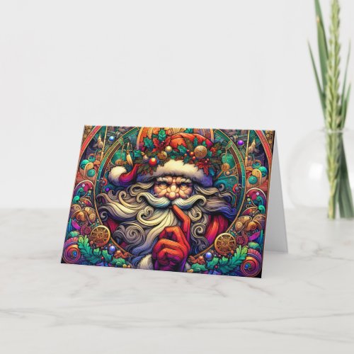 Art Nouveau Santa Claus Whisper Holiday Card