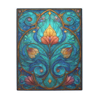 Art Nouveau Sapphire Bloom Metal Art Print