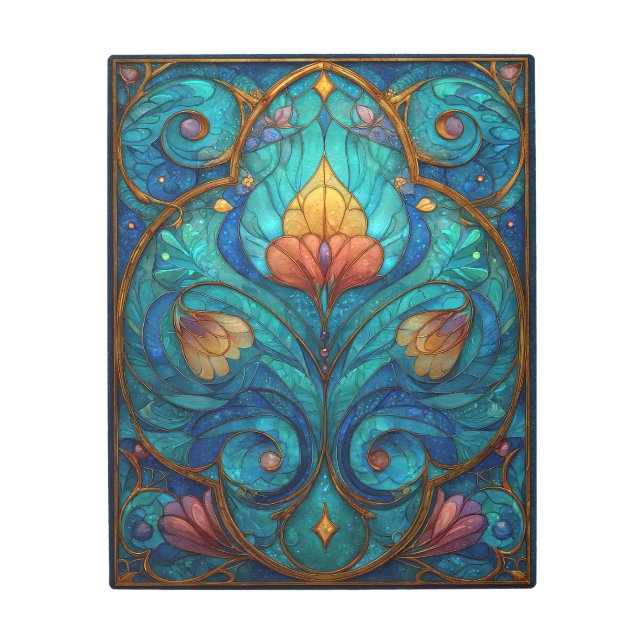 Art Nouveau Sapphire Bloom Metal Art Print (Front)
