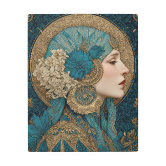 Art Nouveau Sapphire Empress Metal Art Print