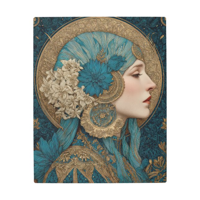 Art Nouveau Sapphire Empress Metal Art Print (Front)