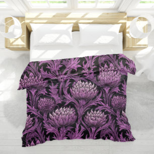 Art Nouveau Scottish Thistle  Elegant Purple Duvet Cover