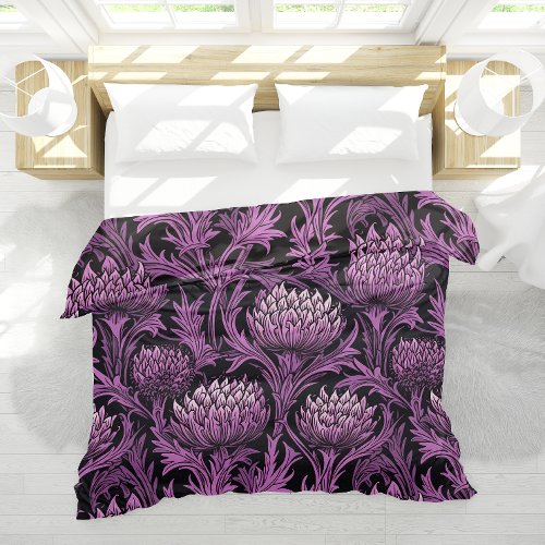 Art Nouveau Scottish Thistle  Elegant Purple Duvet Cover