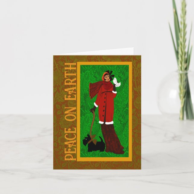 Art Nouveau Scotty Dog Holiday Card (Front)