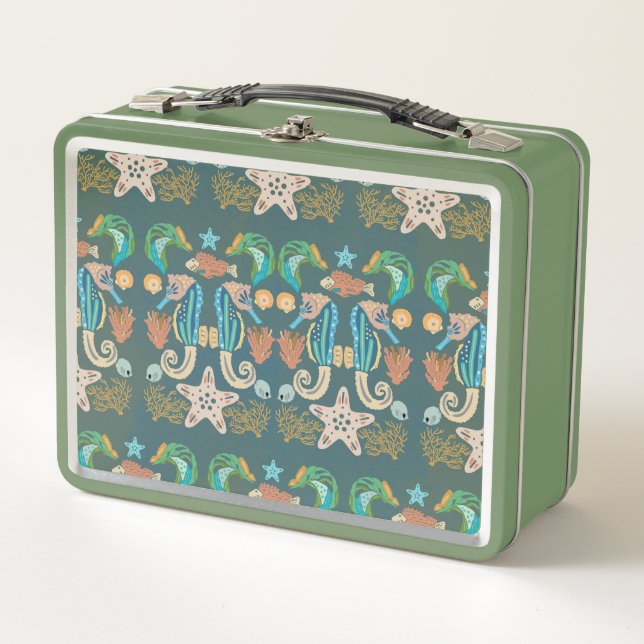 Art Nouveau Sea Creatures Metal Lunchbox (Front)