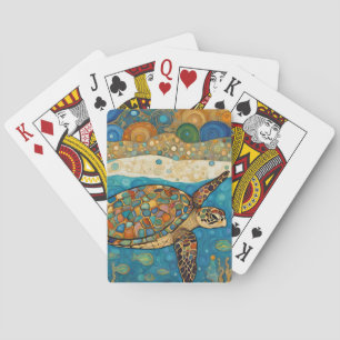 Art Nouveau Sea Turtle Poker Cards