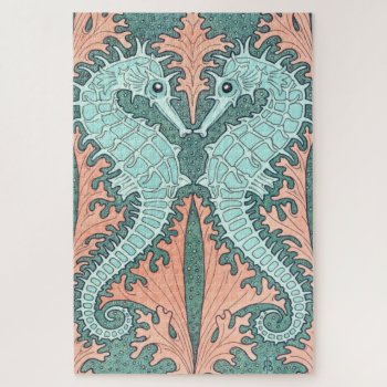 Art Nouveau Seahorses Jigsaw Puzzle by Russ_Billington at Zazzle