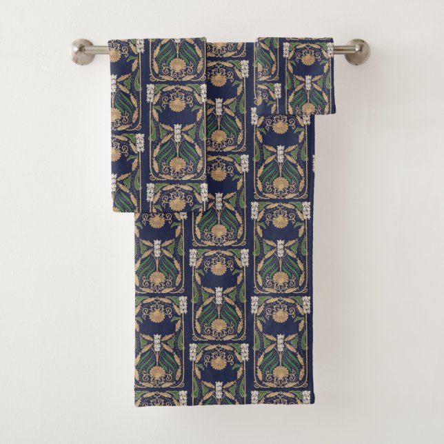 Art Nouveau Seashell Bath Towel Set (Insitu)