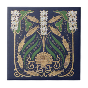 Art Nouveau Seashells Nautical Ceramic Tile