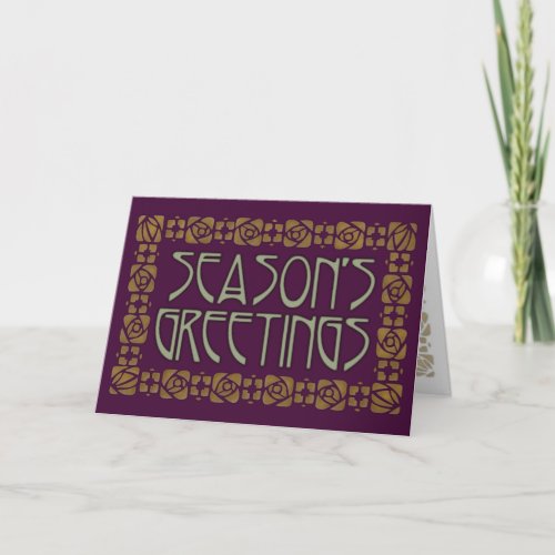 Art Nouveau Seasons Greetings Holiday Card