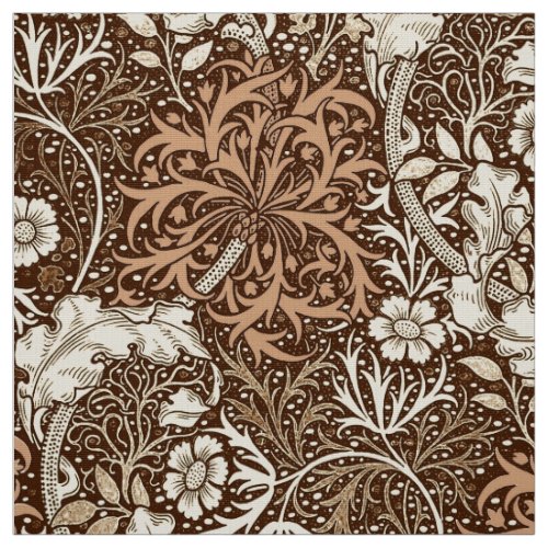 Art Nouveau Seaweed Floral Brown and Beige Fabric