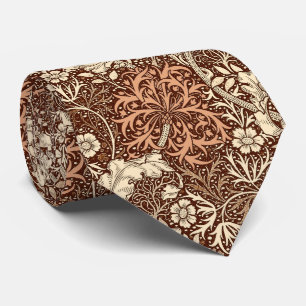 Art Nouveau Seaweed Floral, Brown and Beige Tie