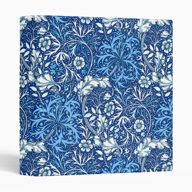 Art Nouveau Seaweed Floral, Cobalt Blue and White Binder (Front/Spine)