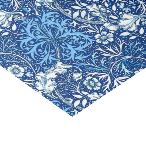 Art Nouveau Seaweed Floral Cobalt Blue and White Tissue Paper