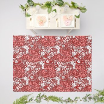Art Nouveau Seaweed Floral  Coral Red & Coral Pink Outdoor Rug by Floridity at Zazzle