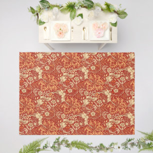 Art Nouveau Seaweed Floral, Deep Coral Orange Outdoor Rug