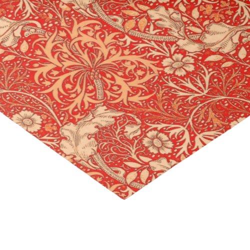 Art Nouveau Seaweed Floral Deep Coral Orange Tissue Paper