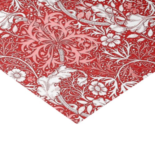 Art Nouveau Seaweed Floral Deep Red and White Tissue Paper