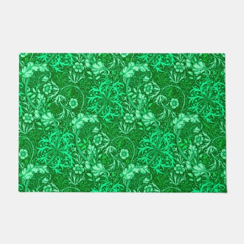 Art Nouveau Seaweed Floral Emerald Green  Doormat