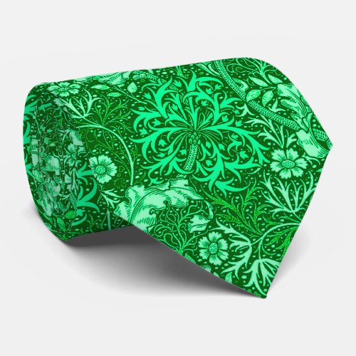 Art Nouveau Seaweed Floral Emerald Green Neck Tie