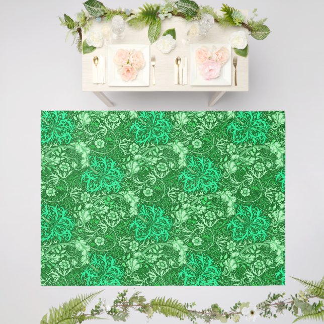 Art Nouveau Seaweed Floral, Emerald Green  Outdoor Rug (Insitu (Wedding 2))