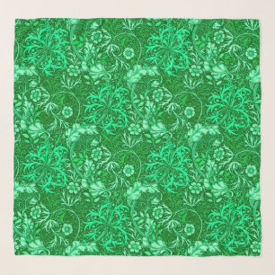 Art Nouveau Seaweed Floral, Emerald Green Scarf