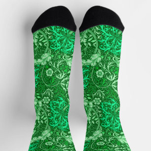 Art Nouveau Seaweed Floral, Emerald Green Socks