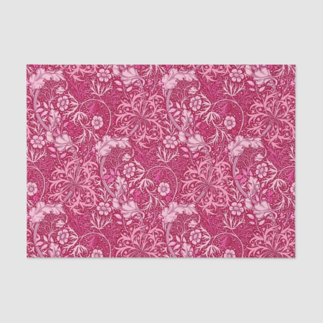 Art Nouveau Seaweed Floral, Fuchsia Pink Tissue Paper (Front)