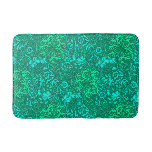 Art Nouveau Seaweed Floral, Turquoise and Aqua Bath Mat