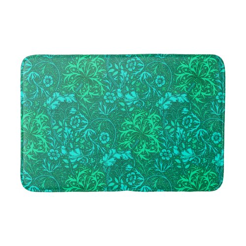 Art Nouveau Seaweed Floral Turquoise and Aqua Bath Mat