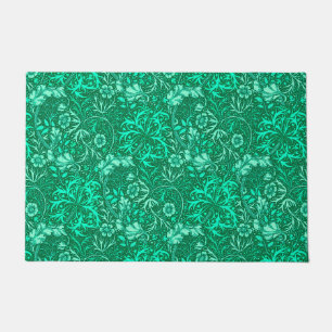 Art Nouveau Seaweed Floral, Turquoise and Aqua Doormat
