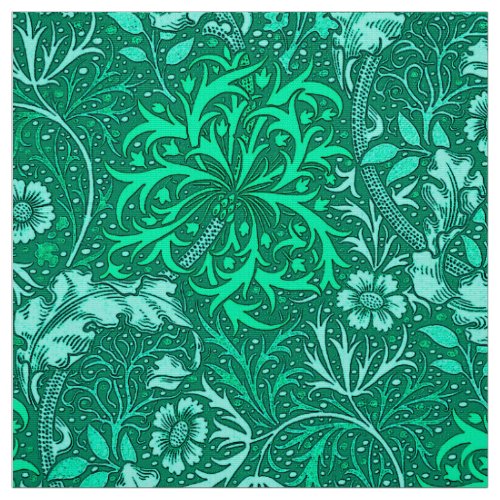 Art Nouveau Seaweed Floral Turquoise and Aqua Fabric