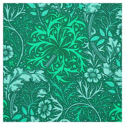 Art Nouveau Seaweed Floral, Turquoise and Aqua Fabric