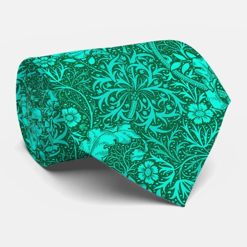 Art Nouveau Seaweed Floral Turquoise and Aqua Neck Tie