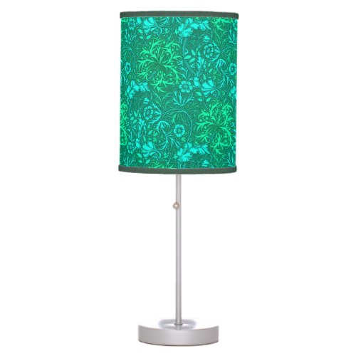 Art Nouveau Seaweed Floral Turquoise and Aqua Table Lamp