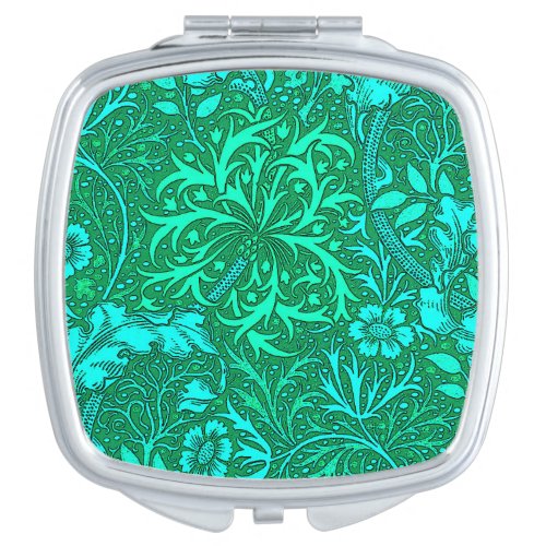 Art Nouveau Seaweed Floral Turquoise and Aqua Vanity Mirror