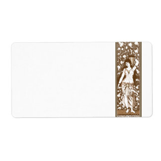 Art nouveau sepia girl with urn label