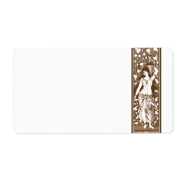 Art nouveau sepia girl with urn label (Front)