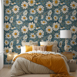 Art Nouveau Shasta Daisies Wallpaper