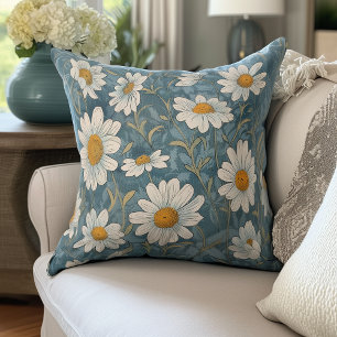 Art Nouveau Shasta Daisy Throw Pillow